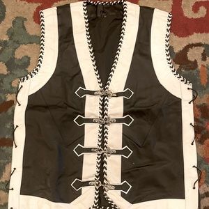 Mens Leather Vest - motorcycle/decorative/hip Size XXL